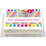 Personalised Photo Cake - Rainbow Stripe Dots