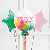 Personalised Bubble Balloon in a Box – Boho Tropical Mini Balloons 2 Extra Balloons Personalised Balloons