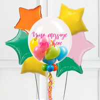 Personalised Bubble Balloon in a Box – Boho Tropical Mini Balloons 6 Extra Balloons Personalised Balloons