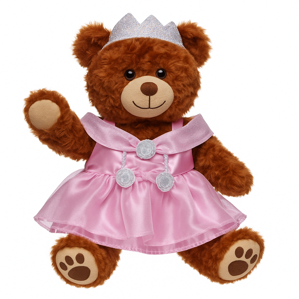 strapless open back dress Teddy Bear Outfit - Pink & Silver Princess Dress Outfit | Make a Bear