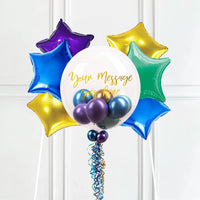 Personalised Bubble Balloon in a Box – Chrome Luxe Mini Balloons 6 Extra Balloons Personalised Balloons