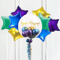 Personalised Bubble Balloon in a Box – Chrome Luxe Mini Balloons 8 Extra Balloons Personalised Balloons