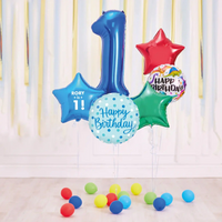 Deluxe Personalised Balloon Bunch - 1st Birthday Blue Personalised Balloons