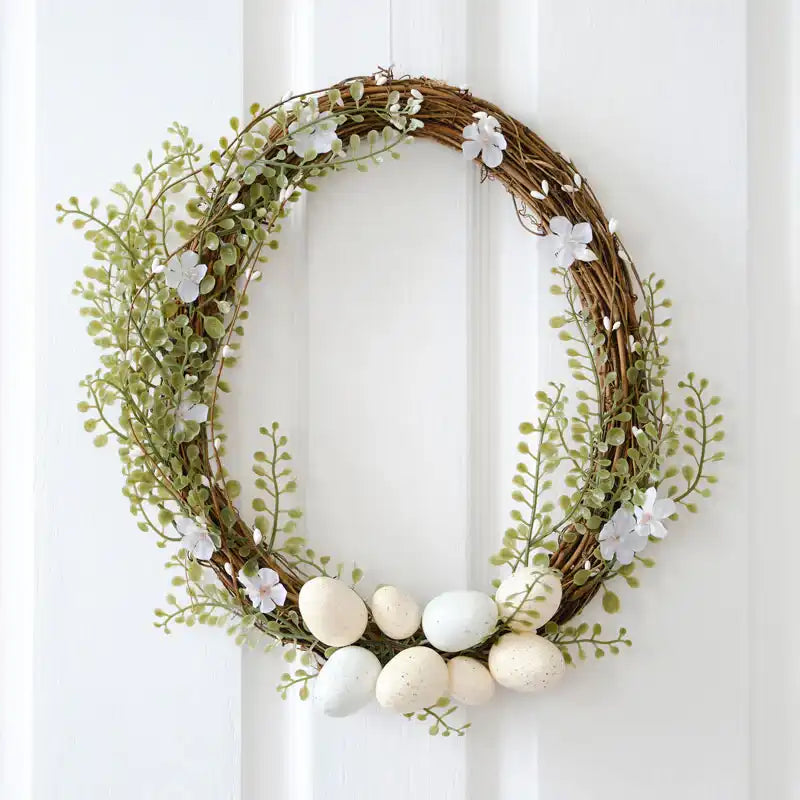 Reusable Egg, Foliage and Twig Easter Wreath Easter