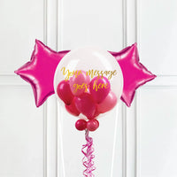 Personalised Bubble Balloon in a Box – Flamingo Pink 2 Extra Balloons Personalised Balloons