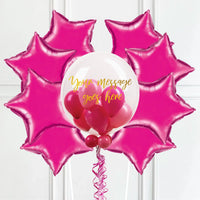 Personalised Bubble Balloon in a Box – Flamingo Pink 8 Extra Balloons Personalised Balloons