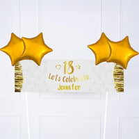 Gold 18th Personalised Party Banner No 4 Balloons Personalised Banner