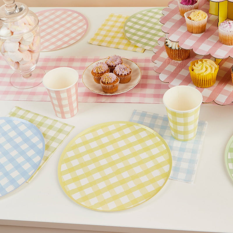 Gingham Paper Cups (x8)