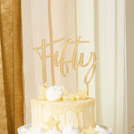 Gold Acrylic 'Fifty' Cake Topper