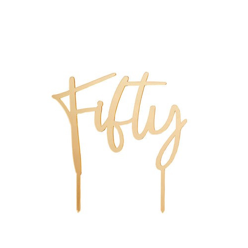 Gold Acrylic 'Fifty' Cake Topper