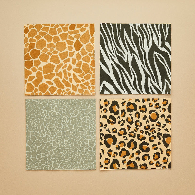 Safari Animal Print Paper Napkins (x16)