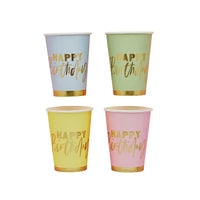 Pastel 'Happy Birthday' Paper Cups (x8) General Party