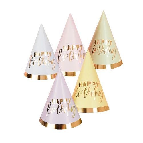 Pastel 'Happy Birthday' Party Hats (x10)