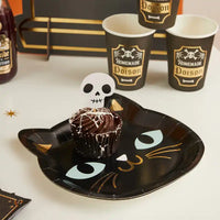 Black Cat Halloween Party Plates (x8) Halloween 2024