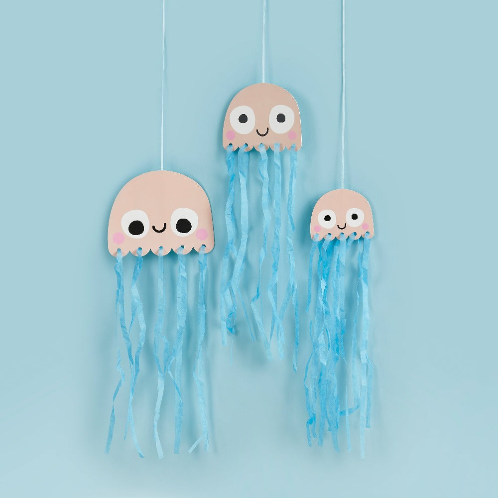 Hanging Jellyfish with Tissue Tassels (x3)