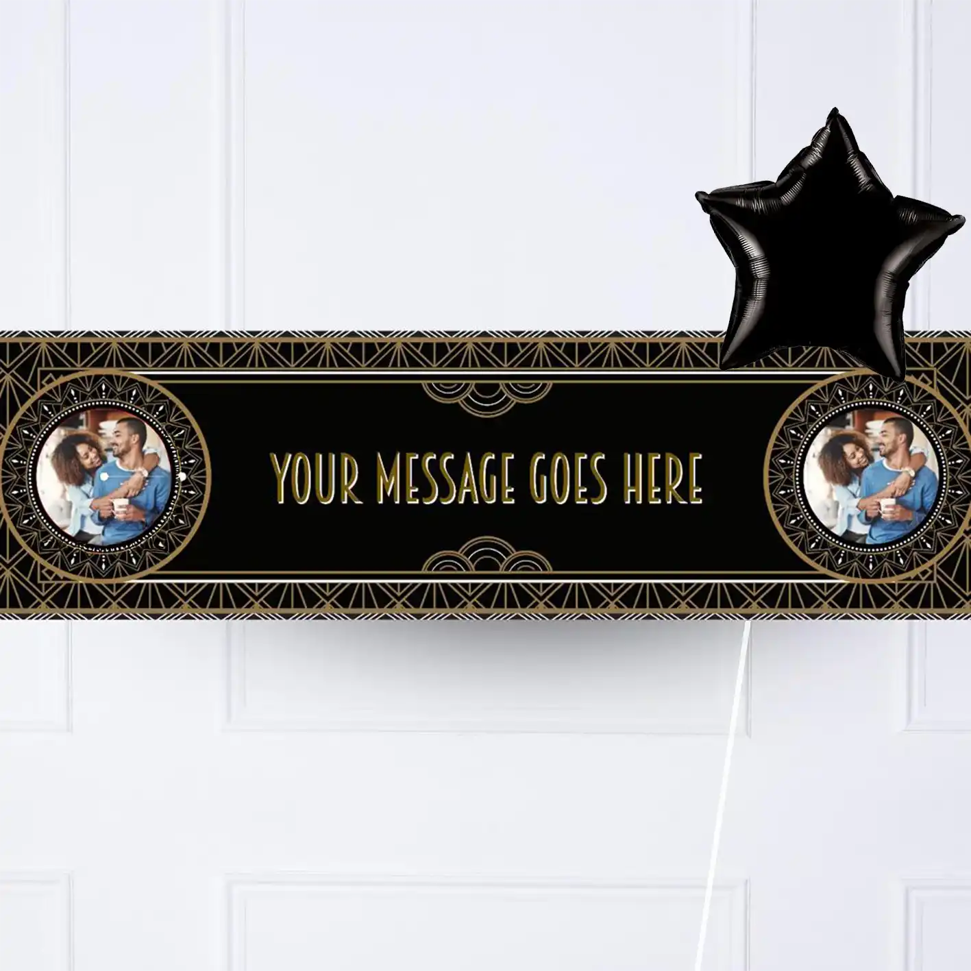 Hollywood Style Personalised Party Banner Yes 1 Balloon Personalised Banner