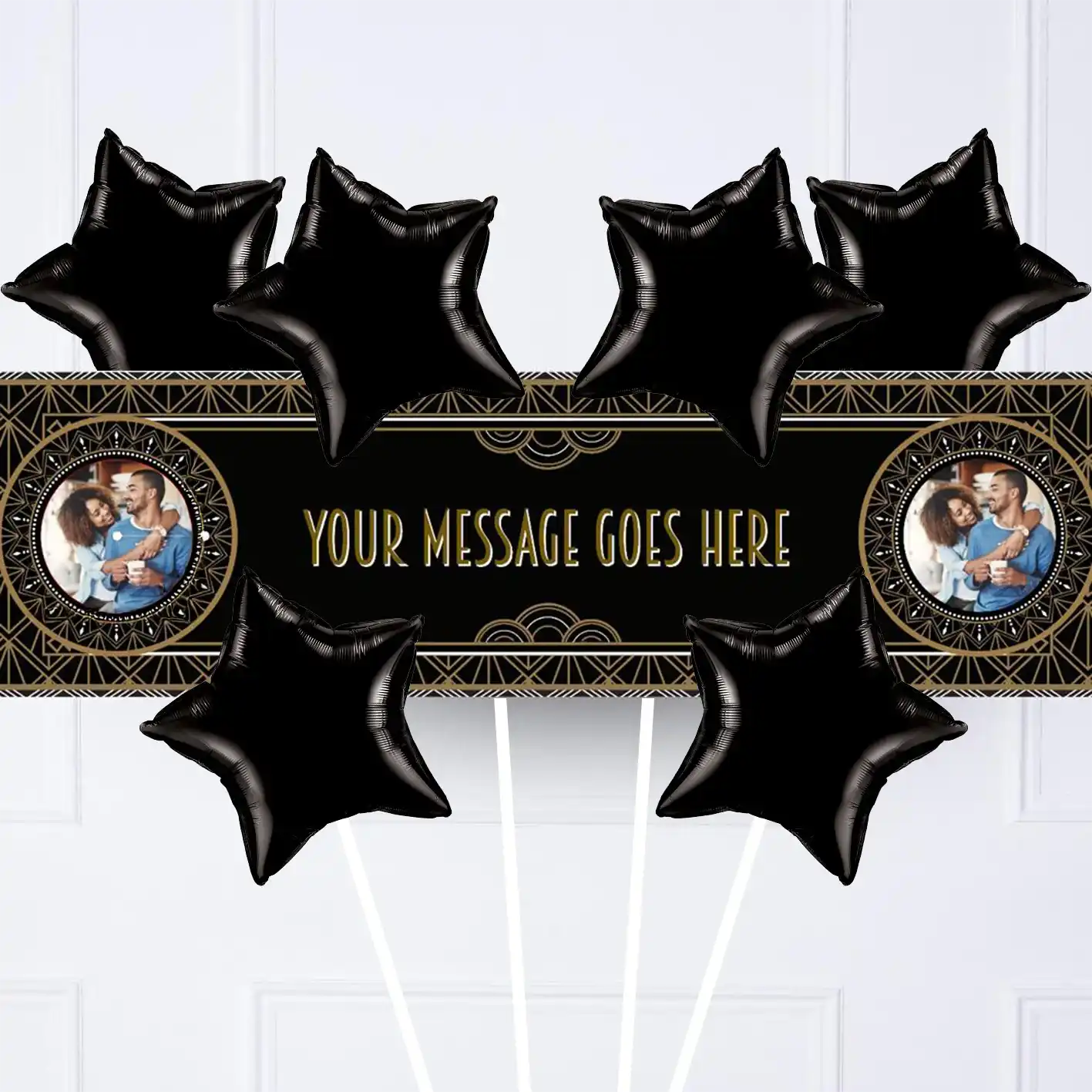 Hollywood Style Personalised Party Banner Yes 6 Balloons Personalised Banner