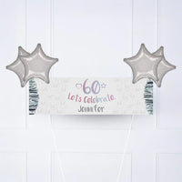 Iridescent 60th Personalised Party Banner No 4 Balloons Personalised Banner