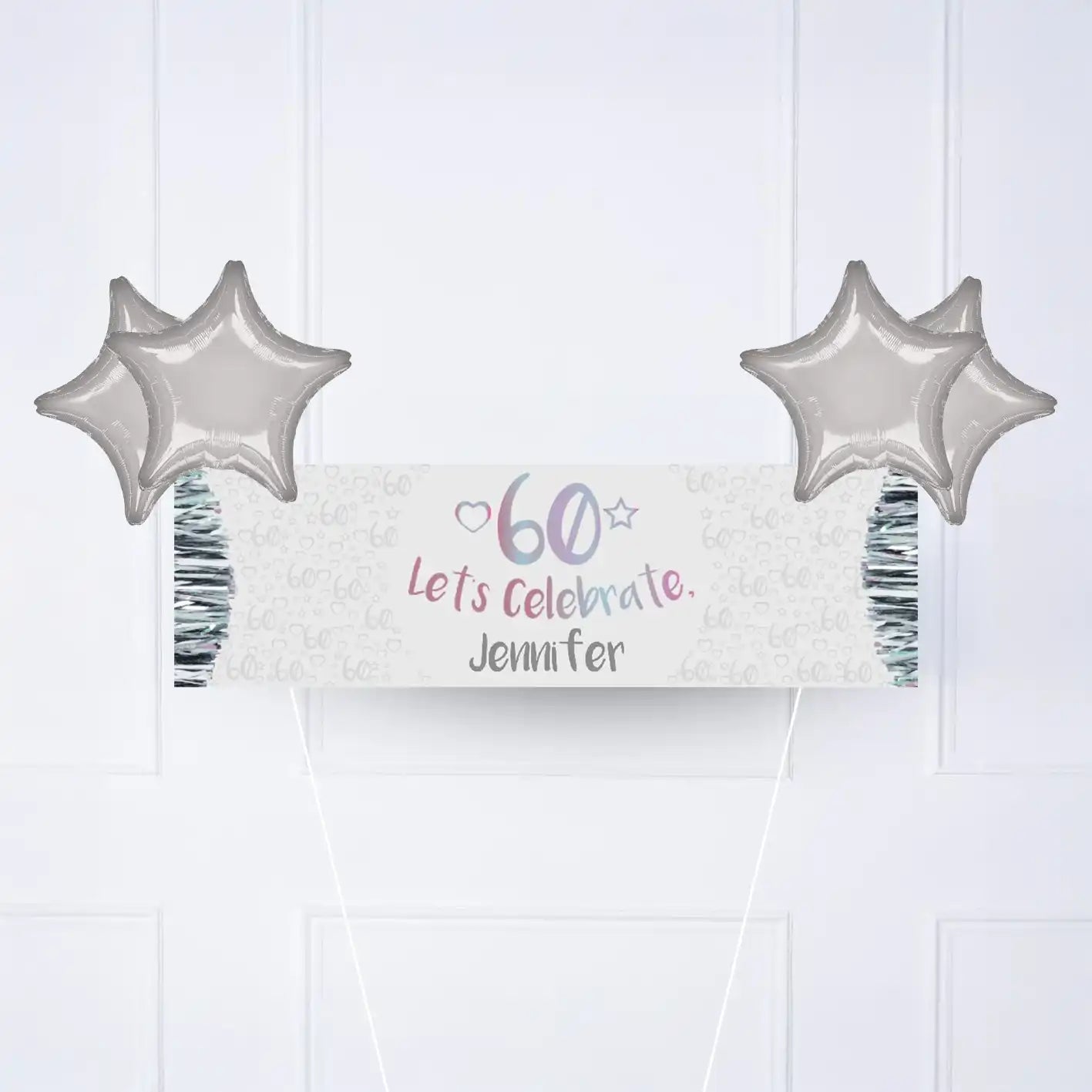Iridescent 60th Personalised Party Banner No 4 Balloons Personalised Banner