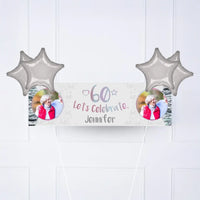 Iridescent 60th Personalised Party Banner Yes 4 Balloons Personalised Banner