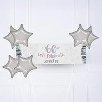 Iridescent 60th Personalised Party Banner No 6 Balloons Personalised Banner