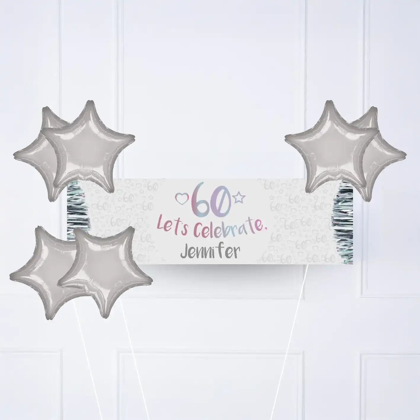 Iridescent 60th Personalised Party Banner No 6 Balloons Personalised Banner