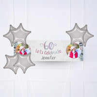 Iridescent 60th Personalised Party Banner Yes 6 Balloons Personalised Banner