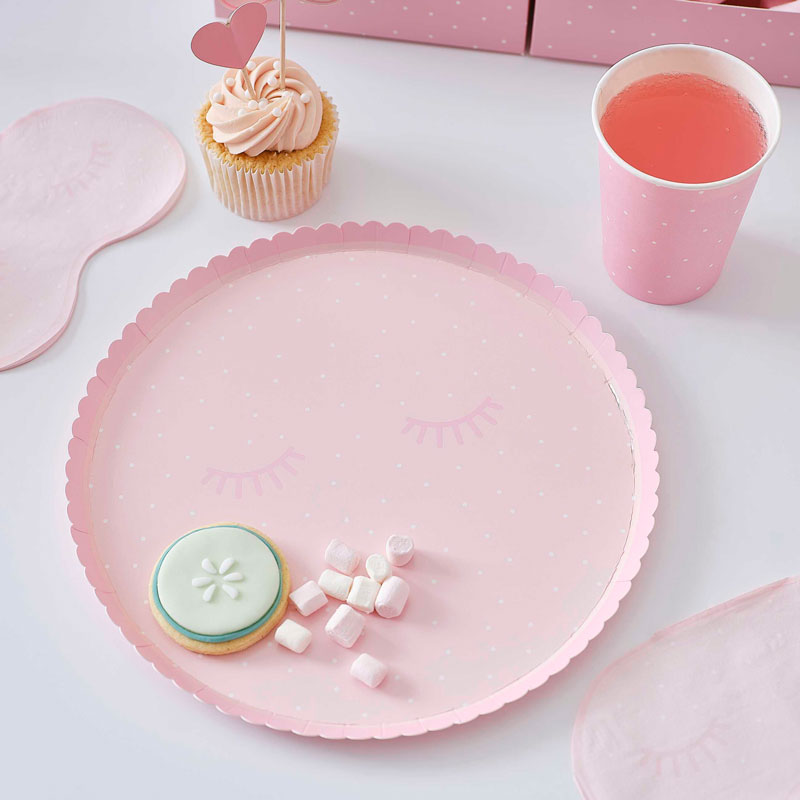 Pink Pamper Party Paper Plates (x8)