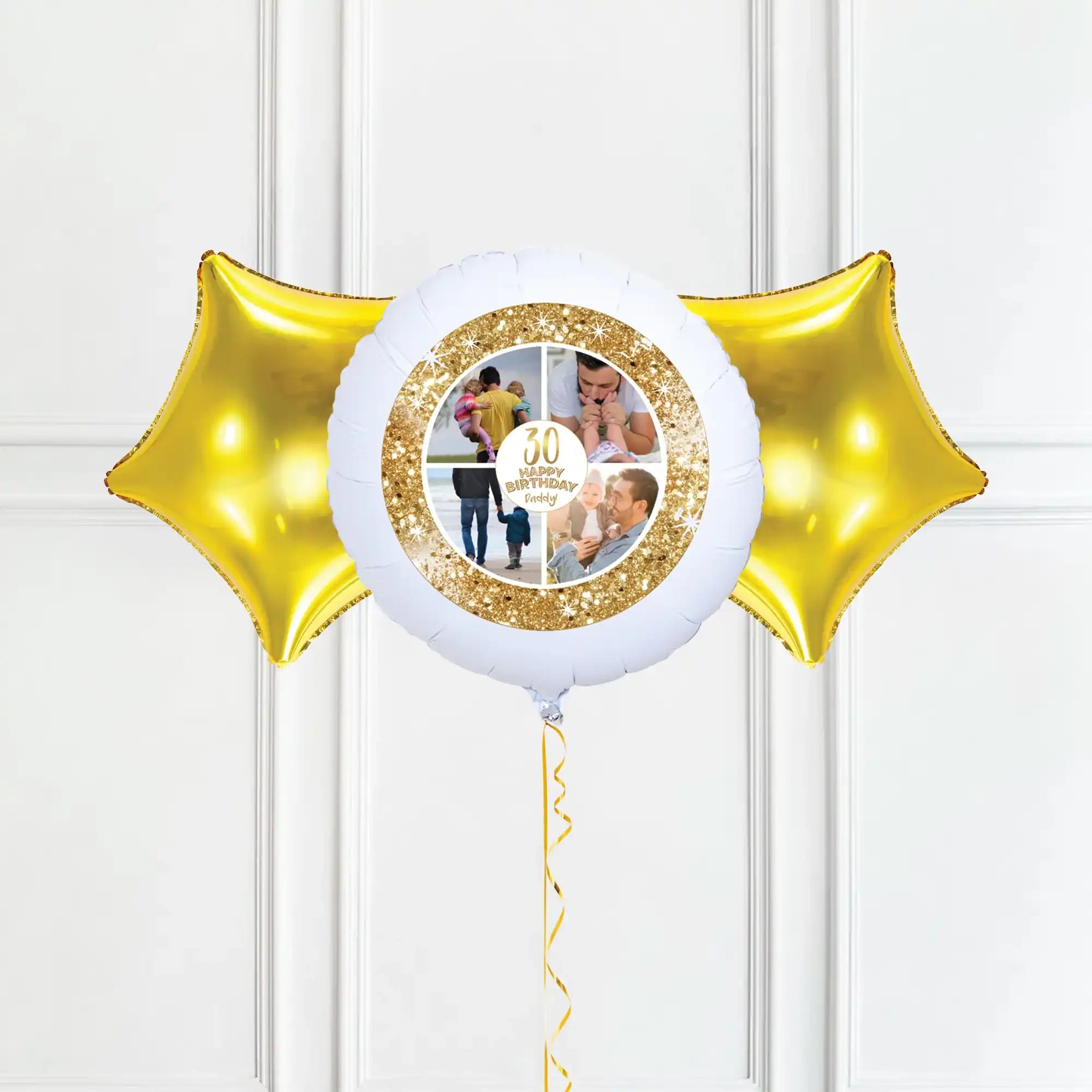 Personalised Photo Balloon - Any Age Birthday: White Lustre Multi Photo 2 Balloons Personalised Balloons