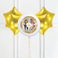 Personalised Photo Balloon - Any Age Birthday: White Lustre Multi Photo 4 Balloons Personalised Balloons