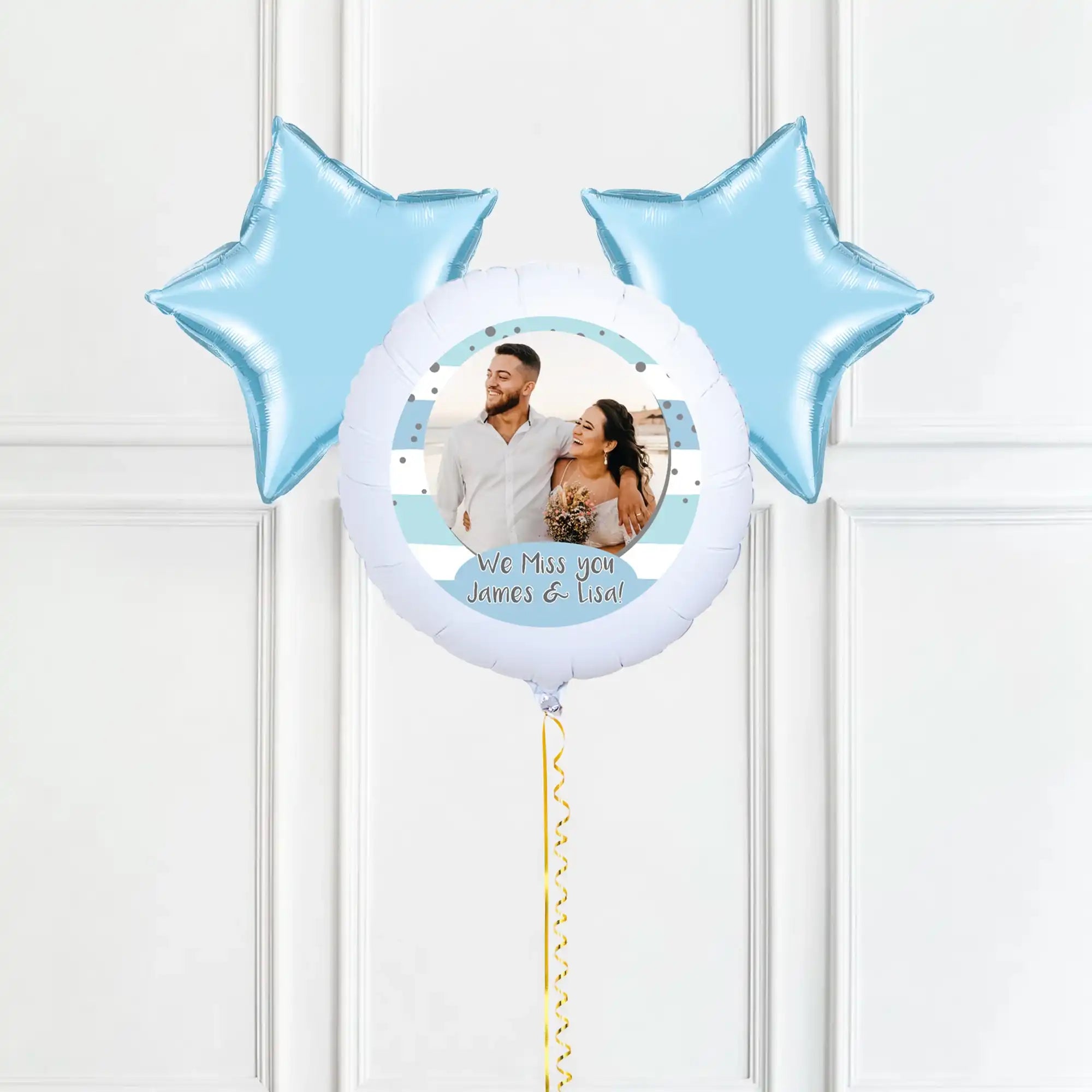 Personalised Photo Balloon – Blue Stripes 2 Baloons Personalised Balloons