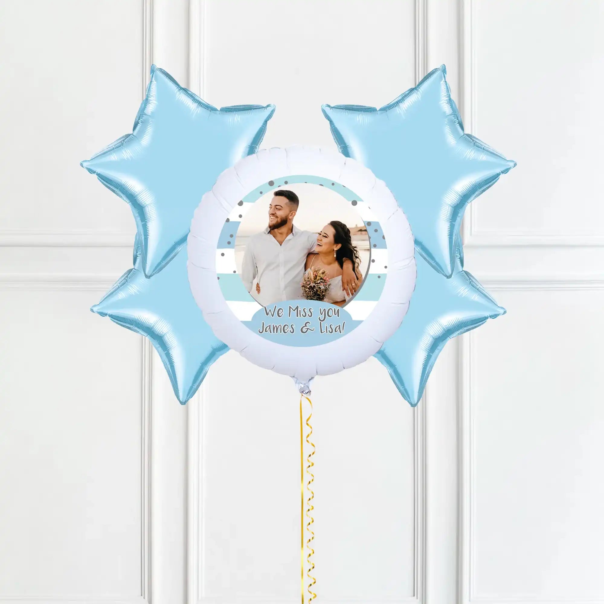 Personalised Photo Balloon – Blue Stripes 4 Balloons Personalised Balloons