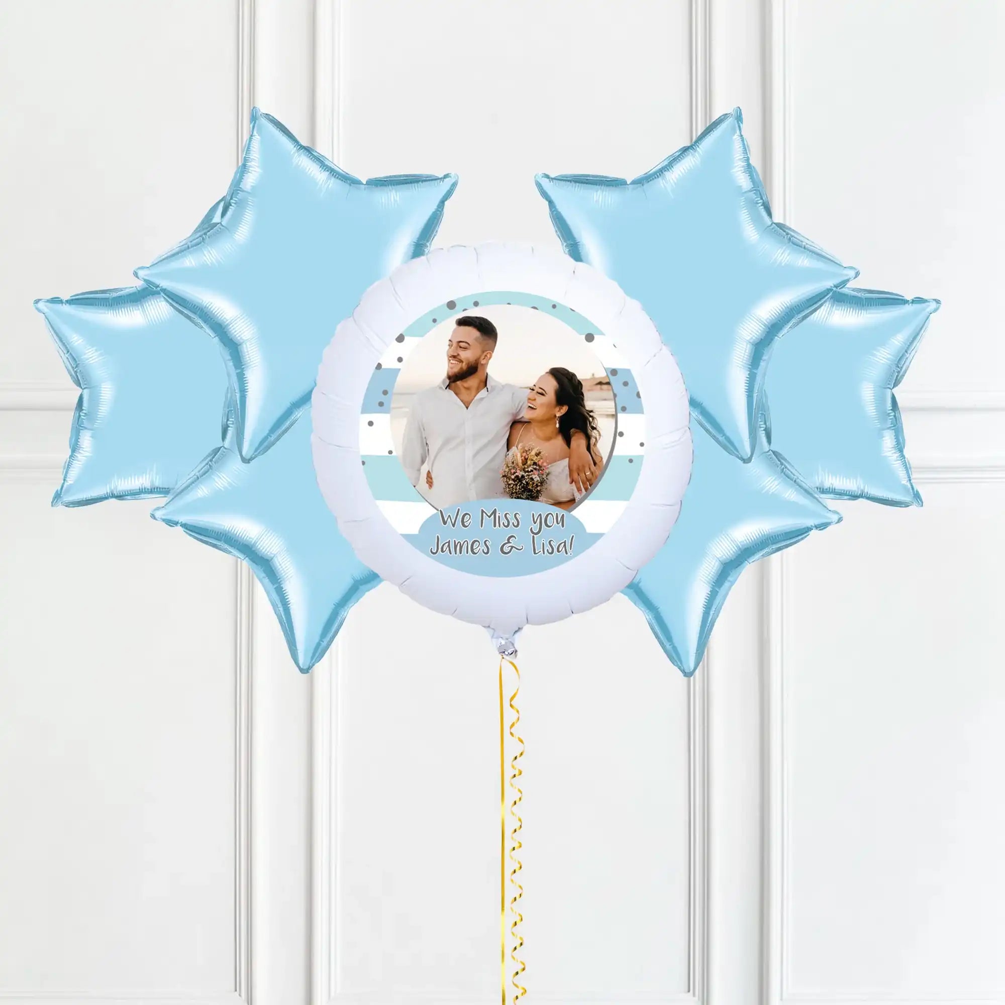 Personalised Photo Balloon – Blue Stripes 6 Balloons Personalised Balloons