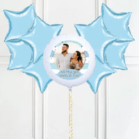 Personalised Photo Balloon – Blue Stripes 8 Balloons Personalised Balloons
