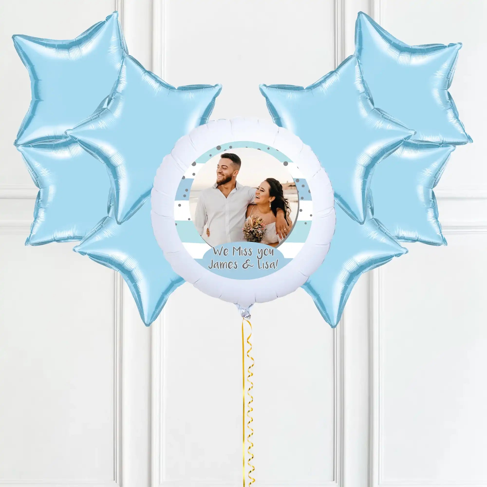 Personalised Photo Balloon – Blue Stripes 8 Balloons Personalised Balloons