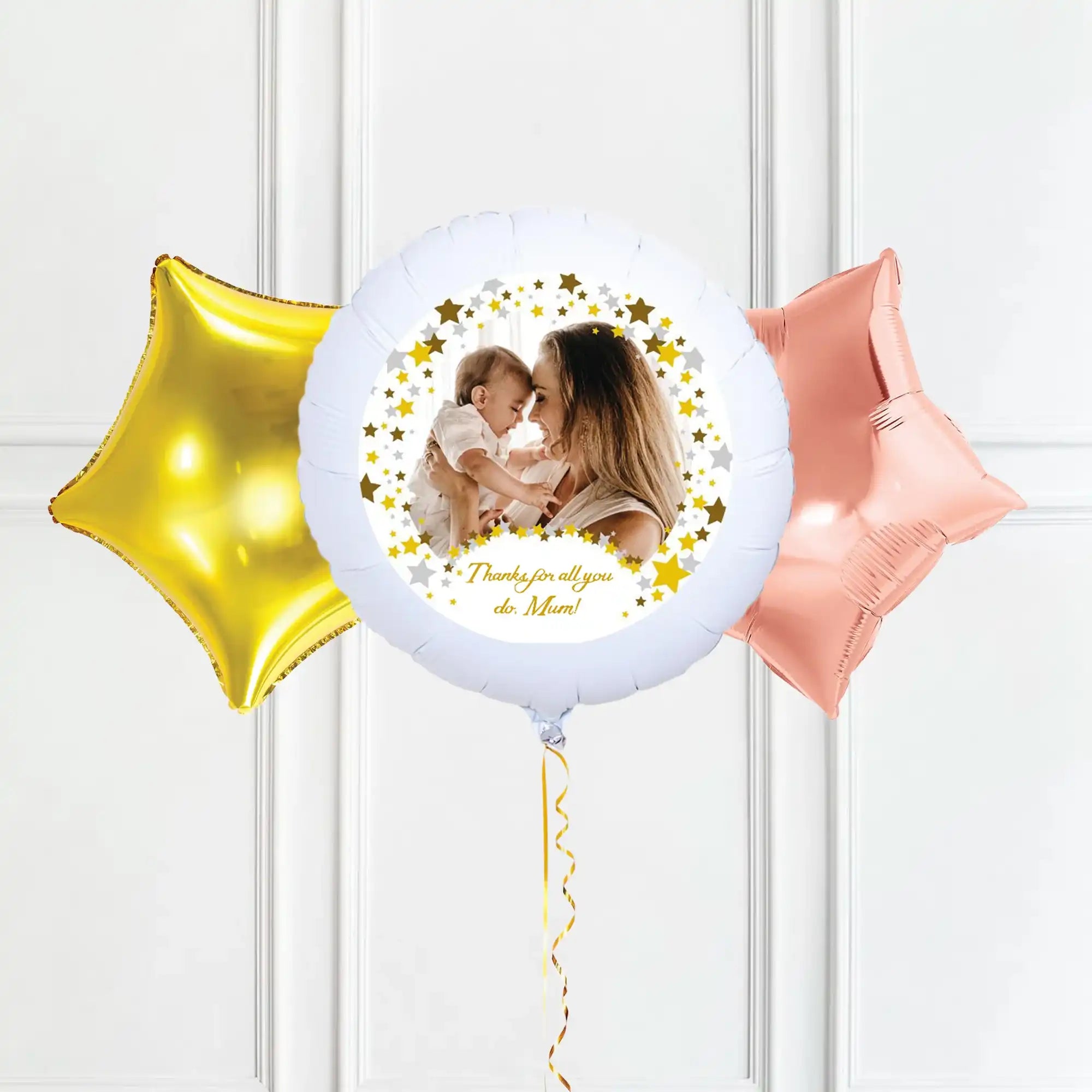 Personalised Photo Balloon – Metallic Confetti 2 Balloons Personalised Balloons