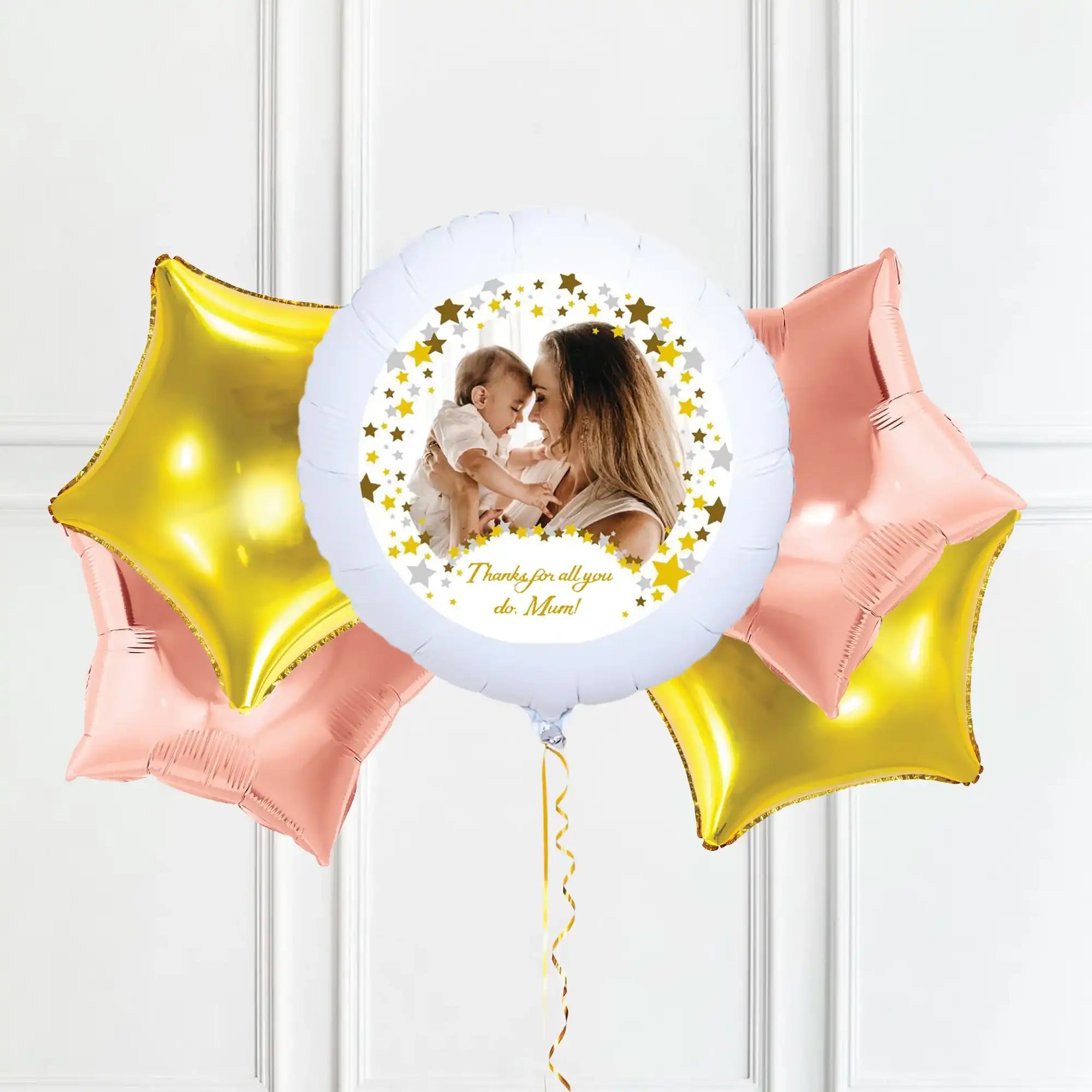 Personalised Photo Balloon – Metallic Confetti 4 Balloons Personalised Balloons