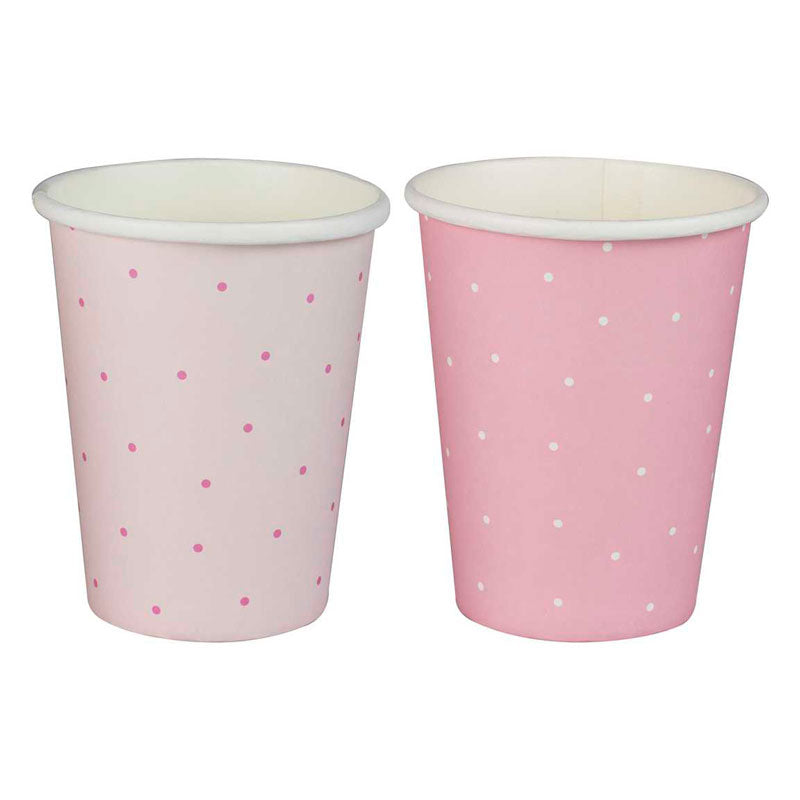 Pink Polka Dot Paper Cups (x8)