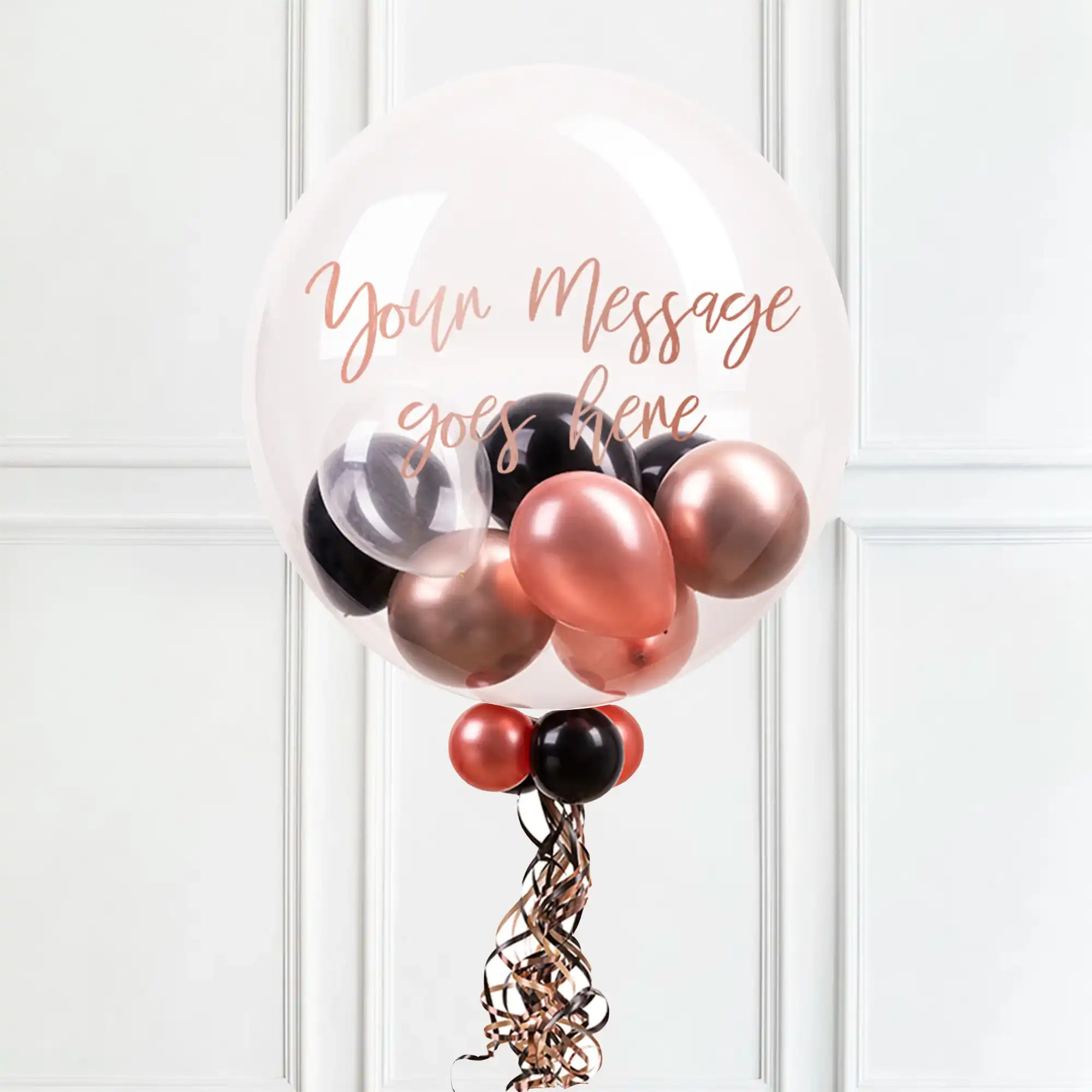 Personalised Bubble Balloon in a Box – Rose Gold Chic None Personalised Balloons