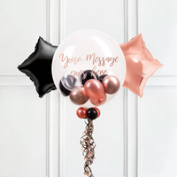 Personalised Bubble Balloon in a Box – Rose Gold Chic 2 Extra Balloons Personalised Balloons