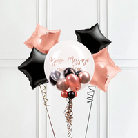 Personalised Bubble Balloon in a Box – Rose Gold Chic 4 Extra Balloons Personalised Balloons