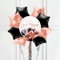 Personalised Bubble Balloon in a Box – Rose Gold Chic 8 Extra Balloons Personalised Balloons