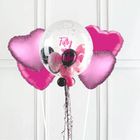 Personalised Bubble Balloon in a Box - Stylish Hearts 4 Extra Balloons Personalised Balloons