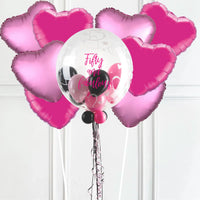 Personalised Bubble Balloon in a Box - Stylish Hearts 8 Extra Balloons Personalised Balloons