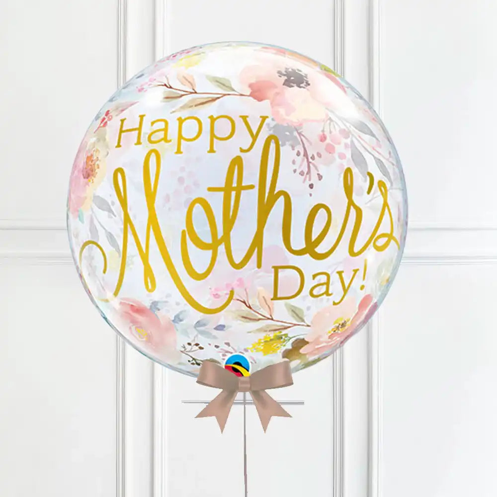 Watercolour Happy Mother's Day Inflated Bubble Balloon Personalised Balloons