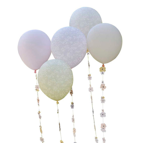 Floral Balloon Bundle with Balloon Tails (x5)