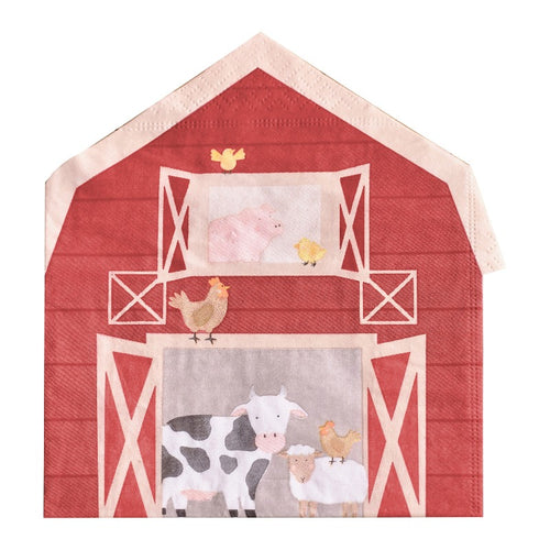 Barn Shaped Farm Paper Party Napkins (x16)