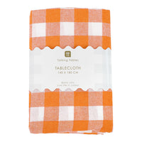 Bon Appetit - Orange & White Gingham Fabric Table Cloth 140 x 180 CM Gingham