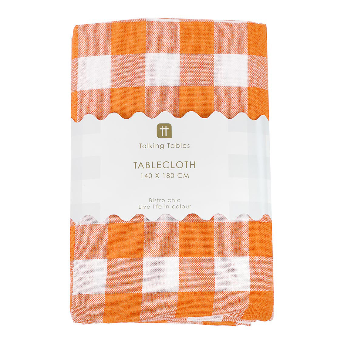 Bon Appetit - Orange & White Gingham Fabric Table Cloth 140 x 180 CM Gingham