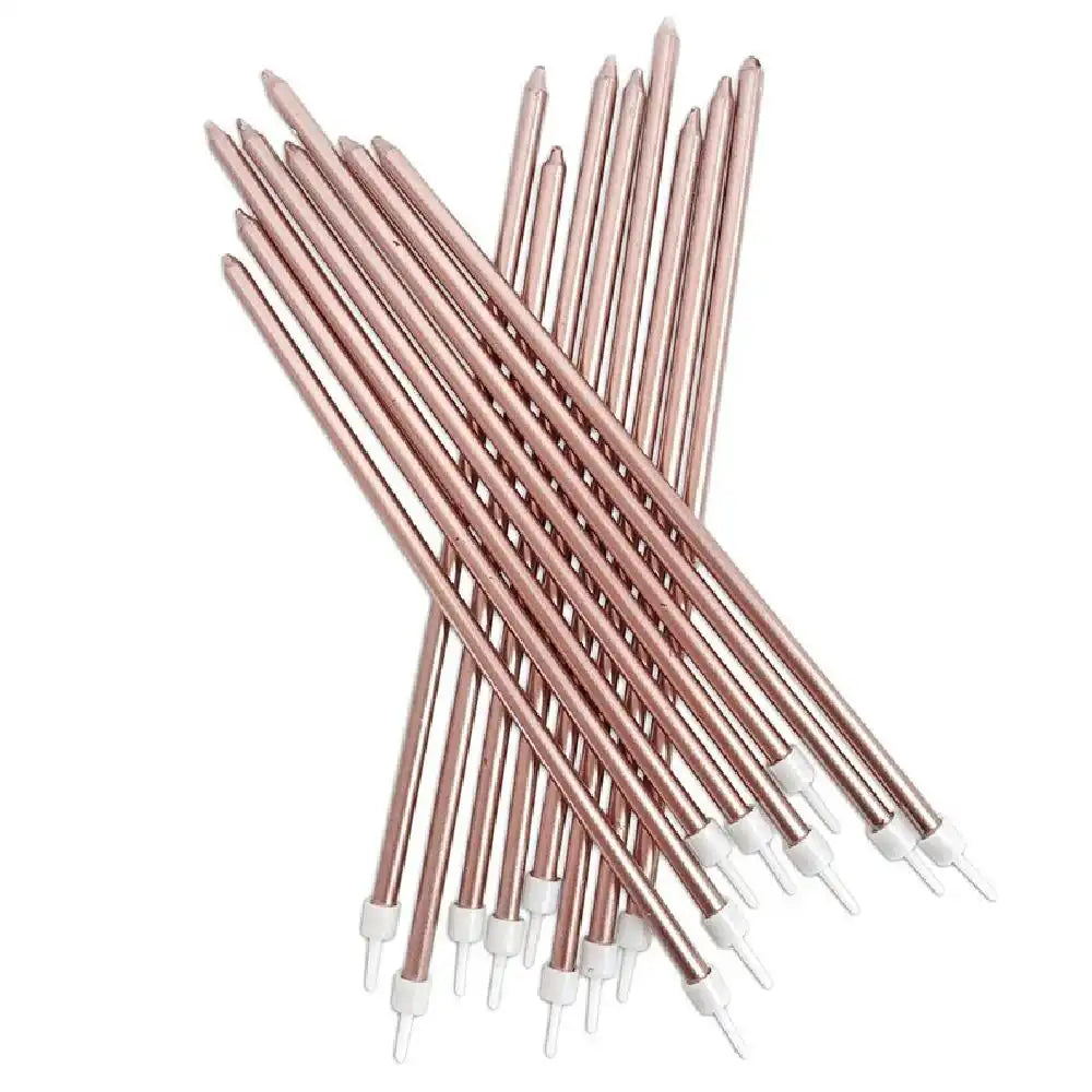 Tall Metallic Candles Rose Gold (x16) General Party